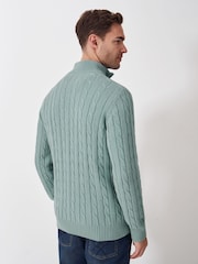 Crew Clothing Green Oarsman Half Zip Knit 100% Cotton Sweatshirt - Image 2 of 5
