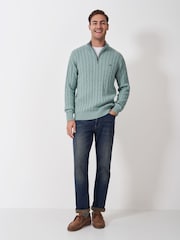 Crew Clothing Green Oarsman Half Zip Knit 100% Cotton Sweatshirt - Image 3 of 5