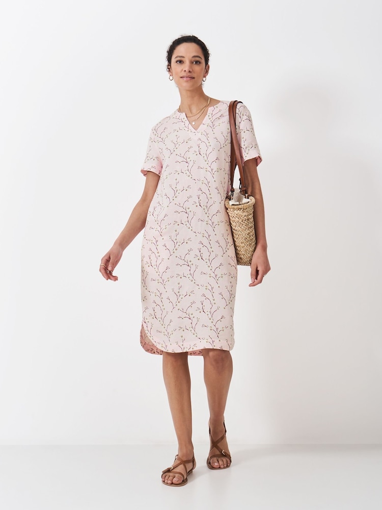 Crew Clothing Pink Lea 100% Linen-Blend Shirt Dress - Image 1 of 4