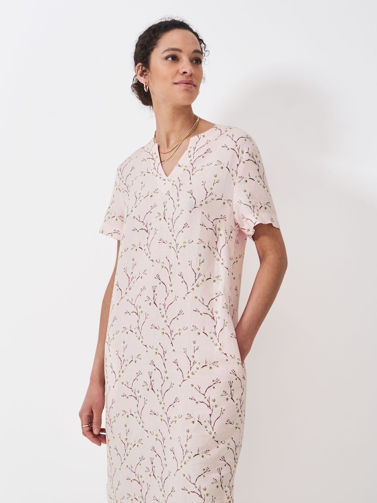 Crew Clothing Pink Lea 100% Linen-Blend Shirt Dress - Image 2 of 4