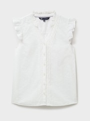 Crew Clothing White Jade Broderie 100% Cotton Blouse - Image 5 of 5