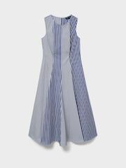Crew Clothing Blue Flo 100% Cotton Fit And Flare Dress - Image 5 of 5