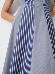 Crew Clothing Blue Flo 100% Cotton Fit And Flare Dress - Image 6 of 7
