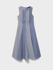 Crew Clothing Blue Flo 100% Cotton Fit And Flare Dress - Image 7 of 7