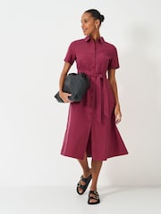 Crew Clothing Red Bethany Cotton & Lyocell Shirt Dress - Image 1 of 5