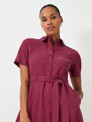 Crew Clothing Red Bethany Cotton & Lyocell Shirt Dress - Image 3 of 5