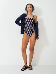 Crew Clothing Blue Halter Neck Swimsuit - Image 1 of 5