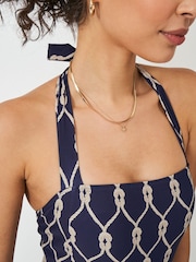 Crew Clothing Blue Halter Neck Swimsuit - Image 4 of 5
