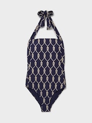 Crew Clothing Blue Halter Neck Swimsuit - Image 5 of 5