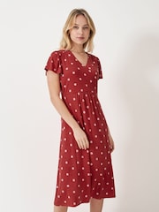 Crew Clothing Brown Edith Wrap-Front Jersey Dress - Image 3 of 5