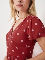 Crew Clothing Brown Edith Wrap-Front Jersey Dress - Image 4 of 5
