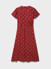 Crew Clothing Brown Edith Wrap-Front Jersey Dress - Image 5 of 5