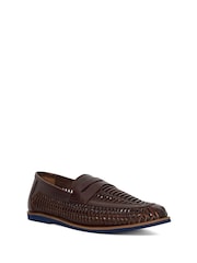 Dune London Brown Bresley Woven Loafer Shoes - Image 3 of 6