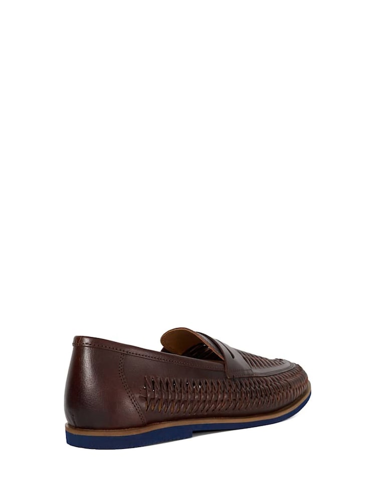 Dune London Brown Bresley Woven Loafer Shoes - Image 4 of 6