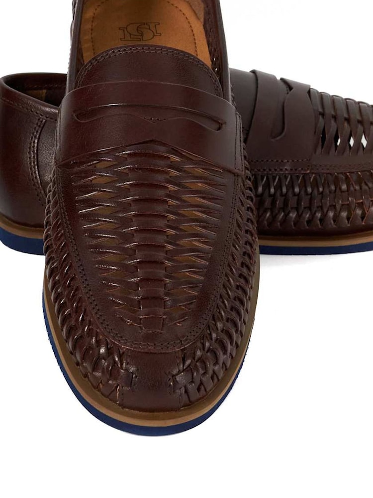 Dune London Brown Bresley Woven Loafer Shoes - Image 6 of 6