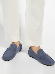 Dune London Blue Navy Bradlay Saddle Driver Shoes - Image 1 of 6