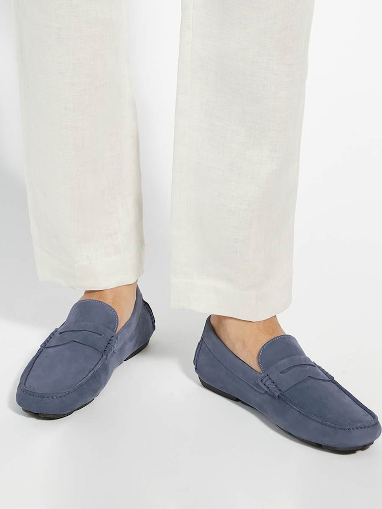 Dune London Blue Navy Bradlay Saddle Driver Shoes - Image 1 of 6