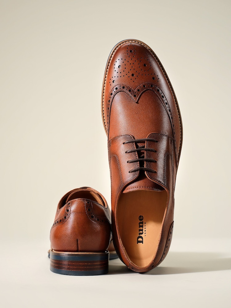 Dune London Red Stanford Brogue Lace-Up Contrast Shoes - Image 1 of 7