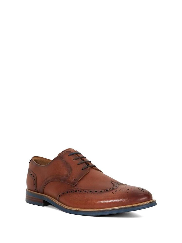 Buy Dune London Red Stanford Brogue Lace-Up Contrast Shoes  display picture 1