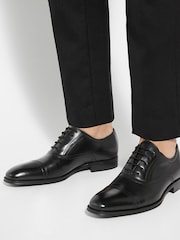 Dune London Black Segred Laser Punch Oxford Shoes - Image 1 of 5
