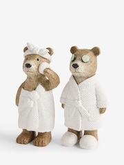 Set of 2 Natural Bertie Bear Spa Ornaments - Image 1 of 1