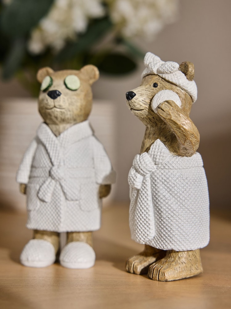 Set of 2 Natural Bertie Bear Spa Ornaments - Image 2 of 3