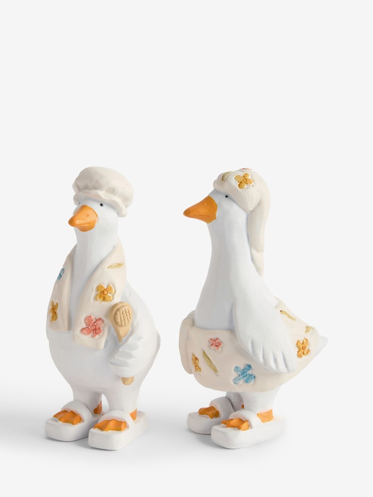 Set of 2 Floral Print Spa Goose Ornaments - Slika 1 iz 1 Set of 2 Floral Print Spa Goose Ornaments - Slika 1 iz 1