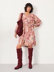 FatFace Steph Rose Pink Patched Chintz Petite Dress - Image 1 of 6