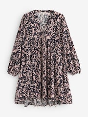 FatFace Steph Black Animal Swirl Petite Dress - Image 1 of 1