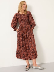 FatFace Mabel Dusky Purple Vintage Texture Petite Midi Dress - Image 3 of 5