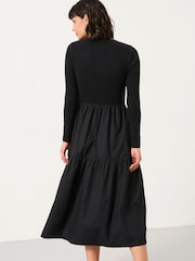 FatFace Louise Black Petite Jersey Woven Dress - Image 2 of 5