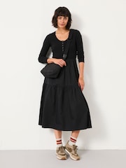 FatFace Louise Black Petite Jersey Woven Dress - Image 3 of 5