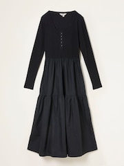 FatFace Louise Black Petite Jersey Woven Dress - Image 5 of 5