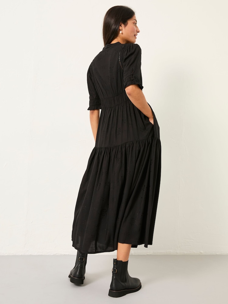 FatFace Elsie Black Petite Embroidered Midi Dress - Image 2 of 6