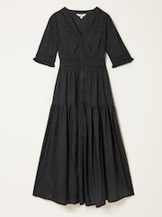 FatFace Elsie Black Petite Embroidered Midi Dress - Image 6 of 6