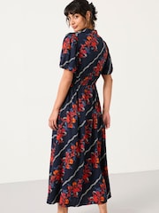 FatFace Becky Navy Folk Floral Petite Midi Dress - Image 2 of 5