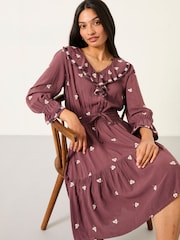 FatFace Orla Dusky Purple Petite Embroidered Dress - Image 4 of 5