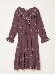 FatFace Orla Dusky Purple Petite Embroidered Dress - Image 5 of 5
