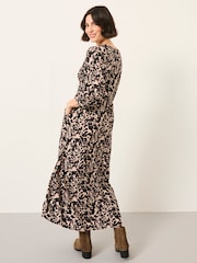 FatFace Pippin Black Animal Swirl Petite Midi Dress - Image 2 of 6
