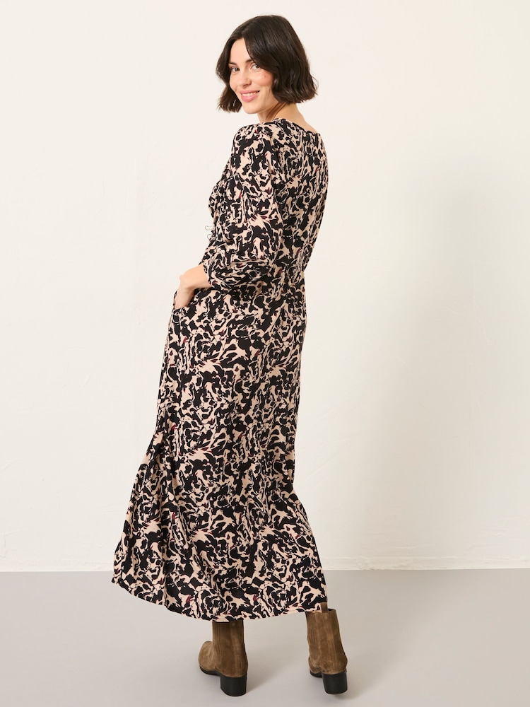 FatFace Pippin Black Animal Swirl Petite Midi Dress - Image 2 of 6