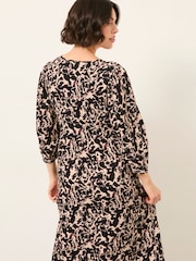 FatFace Pippin Black Animal Swirl Petite Midi Dress - Image 4 of 6