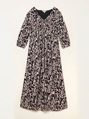 FatFace Pippin Black Animal Swirl Petite Midi Dress - Image 6 of 6