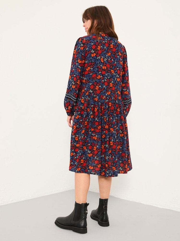 FatFace Steph Navy Folk Floral Petite Dress - Image 2 of 5