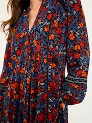 FatFace Steph Navy Folk Floral Petite Dress - Image 4 of 5