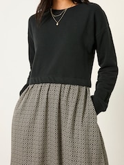 FatFace Nia Dark Natural Ikat Geo Petite Midi Dress - Image 4 of 5
