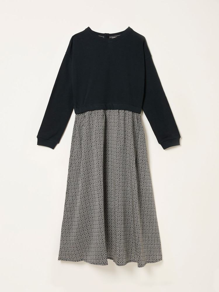 FatFace Nia Dark Natural Ikat Geo Petite Midi Dress - Image 5 of 5