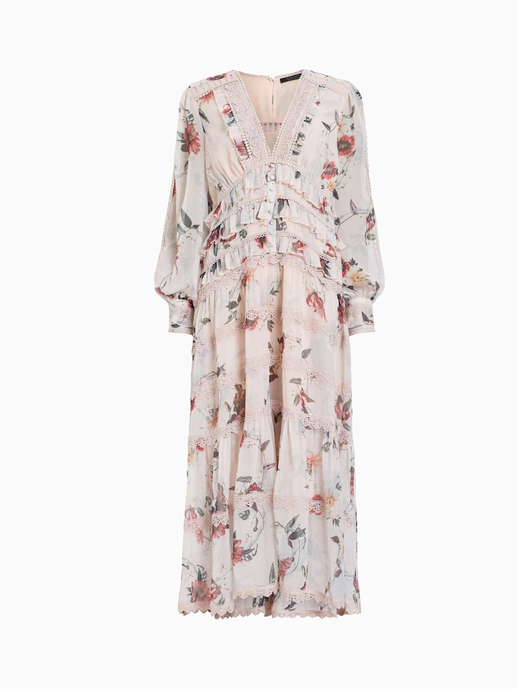 AllSaints White Zora Midi 100% Cotton Dress - Image 11 of 11