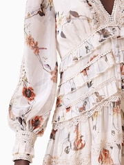 AllSaints White Zora Midi 100% Cotton Dress - Image 3 of 11