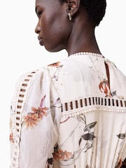 AllSaints White Zora Midi 100% Cotton Dress - Image 8 of 11