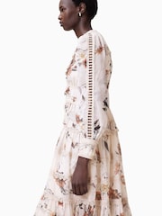 AllSaints White Zora Midi 100% Cotton Dress - Image 9 of 11